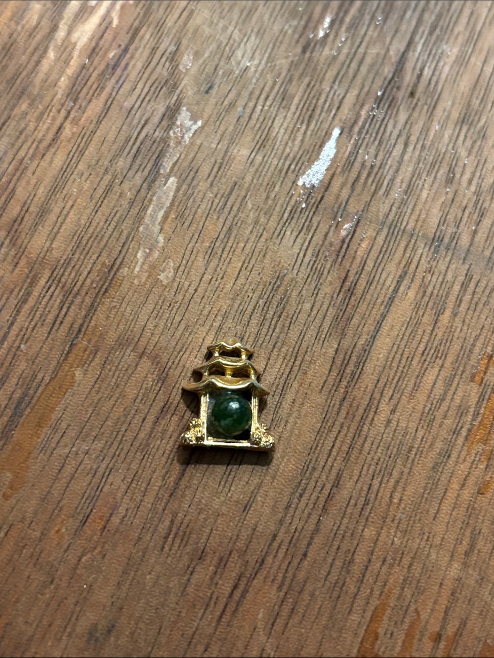 Gold Pagoda Pendant with Green Stone - Women Jewelry